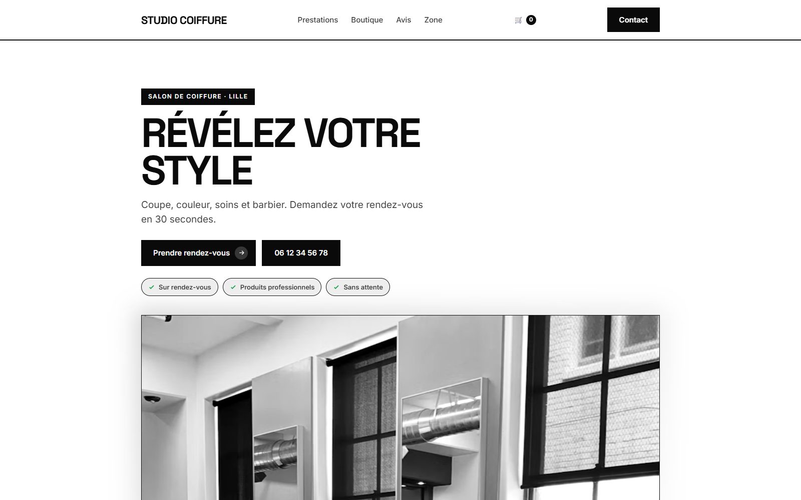 Rendu du Studio pour un coiffeur