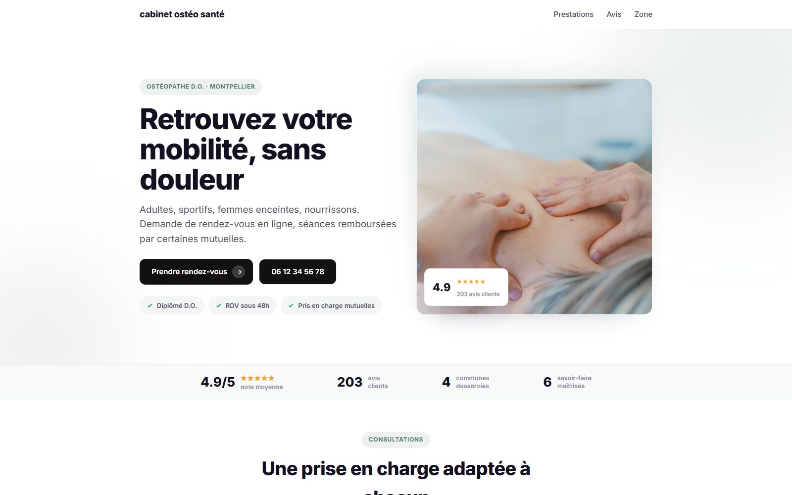 Rendu du Studio pour un ostéopathe