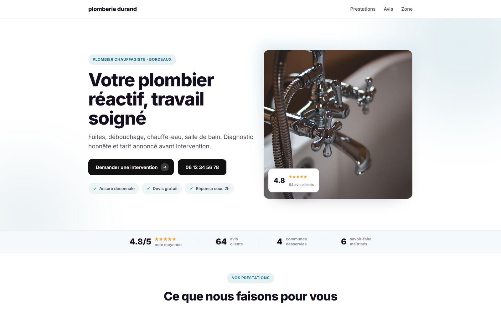 Rendu du Studio pour un plombier